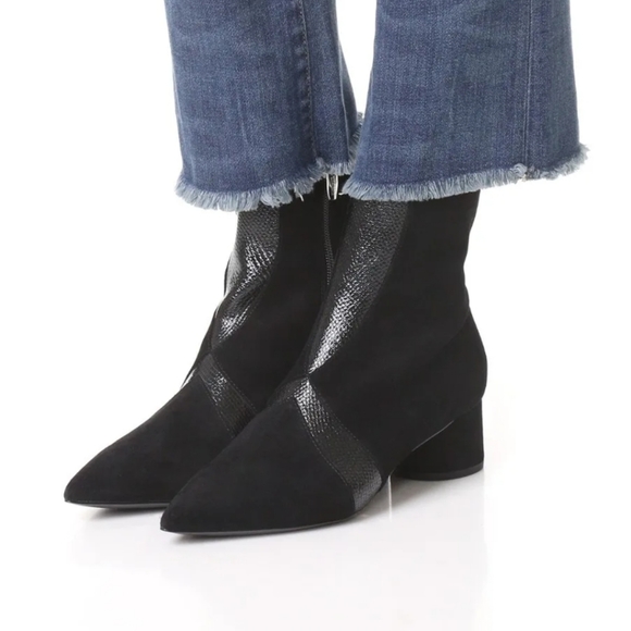 SIGERSON MORRISON | Zero suede & leather patchwork pointed toe ankle boots - Picture 13 of 13